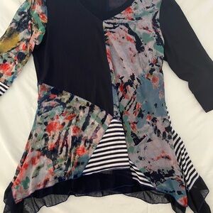 Artistic Black and Multicolor Women's Blouse
